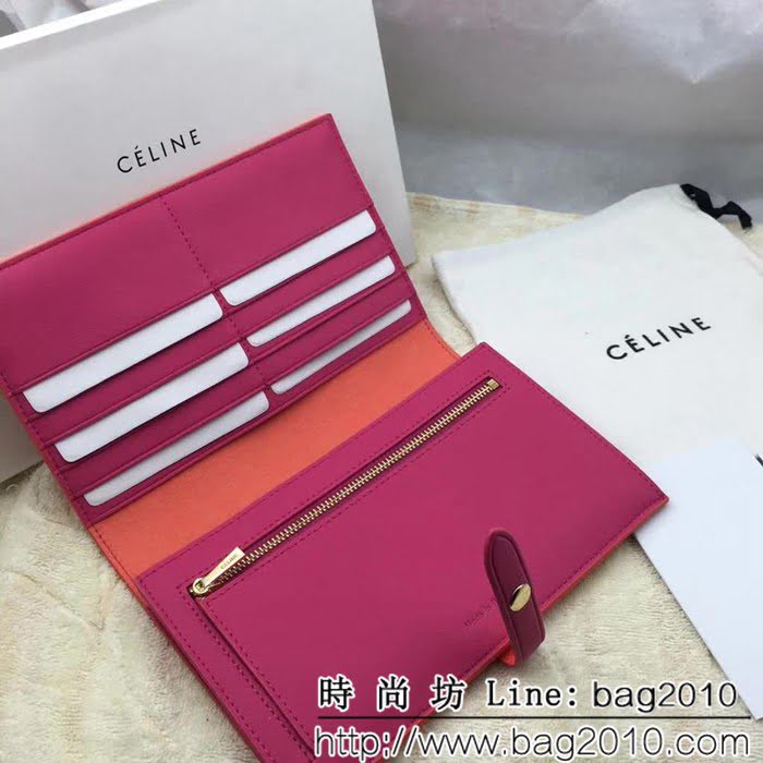 CELINE賽琳原單 專櫃 手掌紋牛皮搭扣拼色錢夾 4148 SL1691